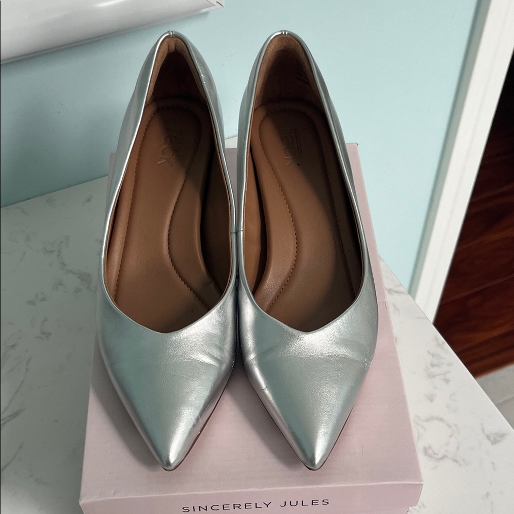 Silver Pointed Toe Women's Shoes